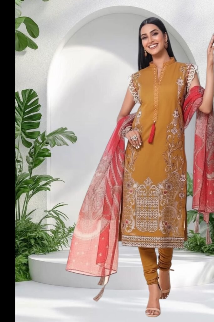 3PC Lawn Suit-Embroidered (Unstitched)