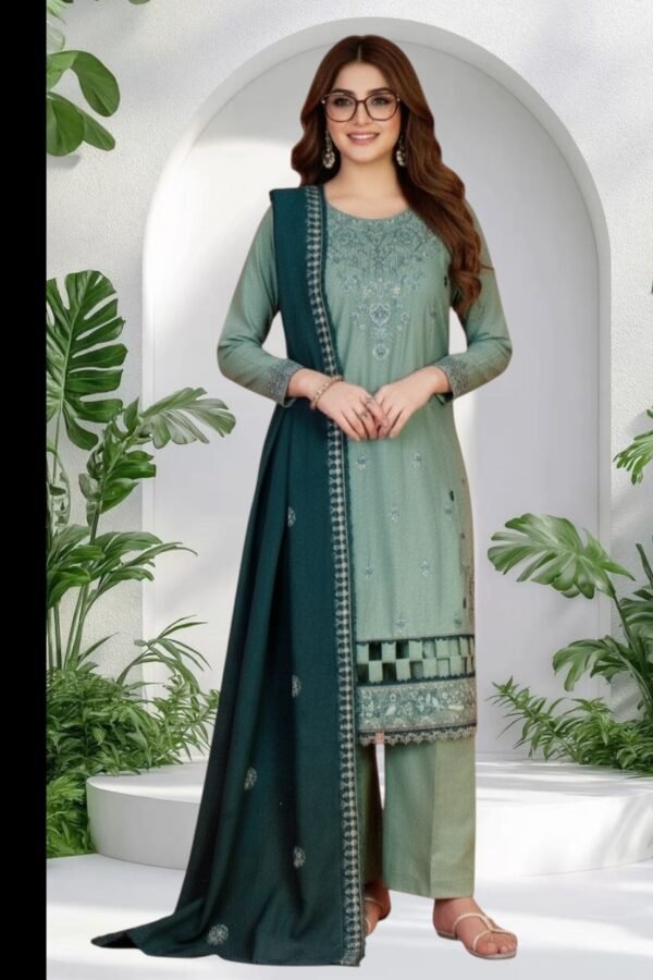 3PC Khaddar Suit-Embroidered (Unstitched)