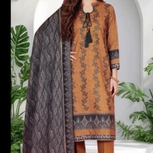 3PC Khaddar Suit-Embroidered & Printed (Unstitched)