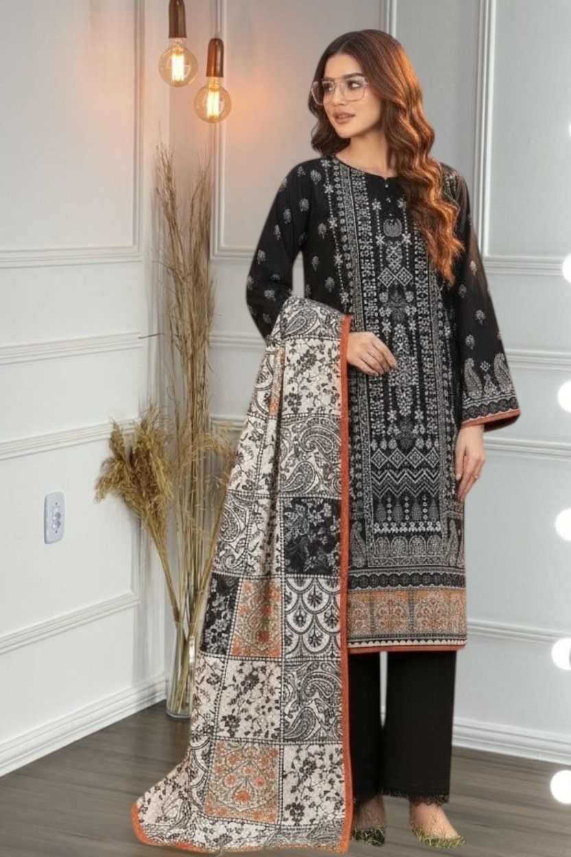 3PC Khaddar Suit-Printed (Unstitched) - Image 2