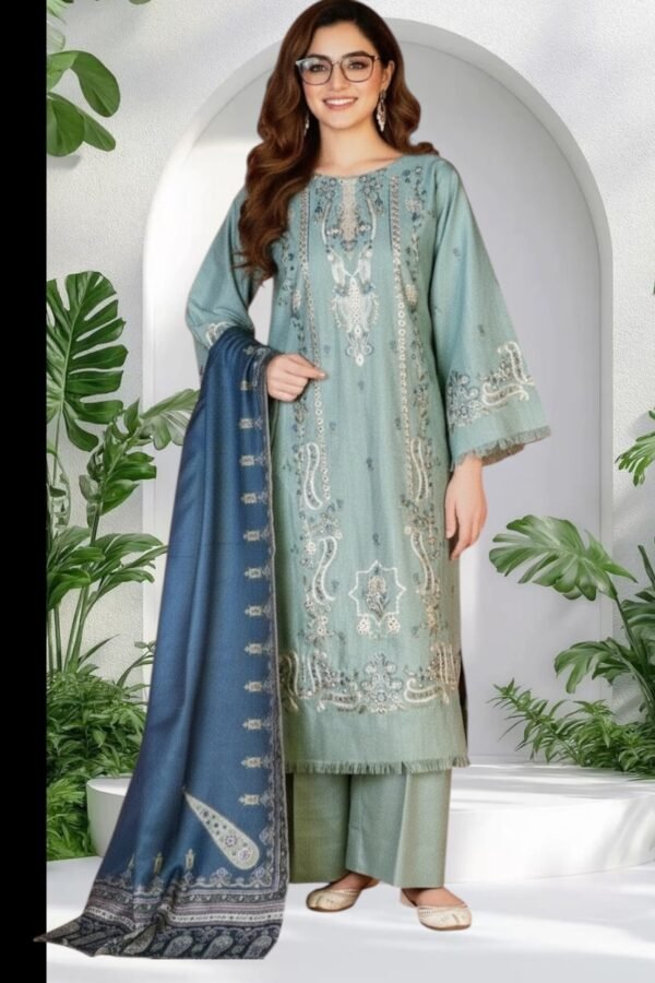 3PC Khaddar Suit-Embroidered (Unstitched)