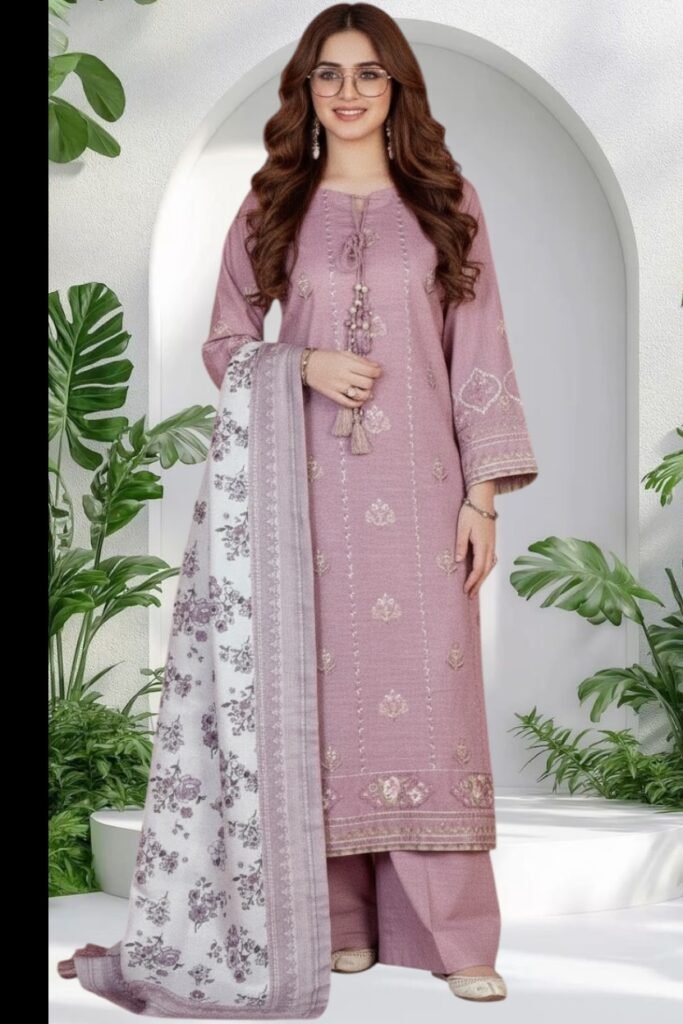 3PC Khaddar Suit-Embroidered (Unstitched)