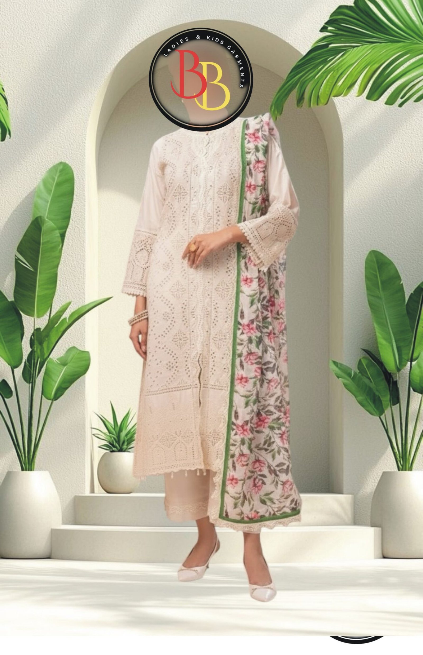 3PC Lawn Suit-Embroidered (Unstitched) - Image 2