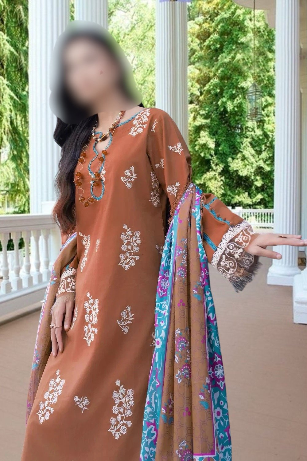 3PC Lawn Suit-Embroidered (Unstitched) - Image 2