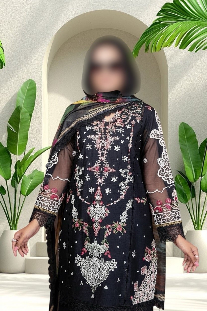 3PC Lawn Suit-Embroidered (Unstitched) - Image 4