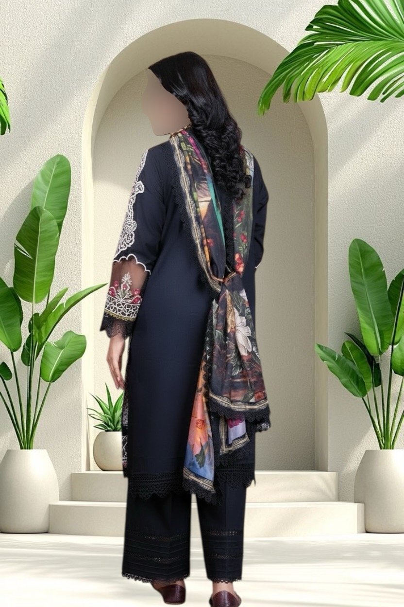 3PC Lawn Suit-Embroidered (Unstitched) - Image 3