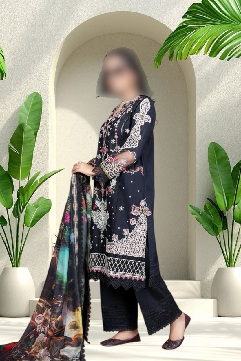 3PC Lawn Suit-Embroidered (Unstitched) - Image 2
