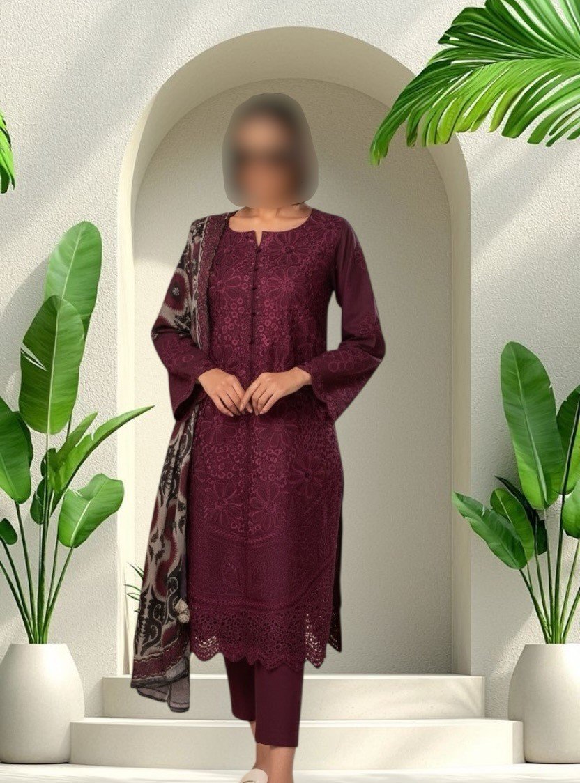 3PC Lawn Suit-Embroidered (Unstitched)
