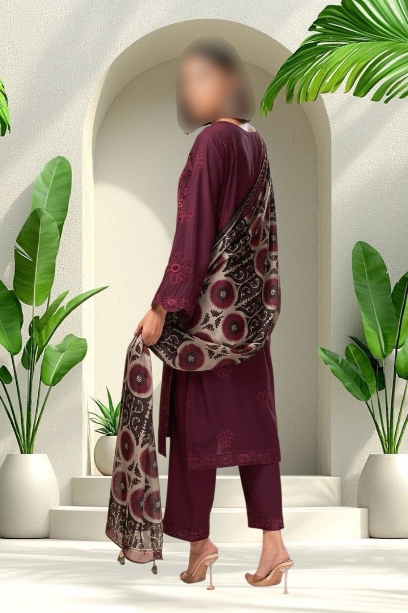 3PC Lawn Suit-Embroidered (Unstitched) - Image 5
