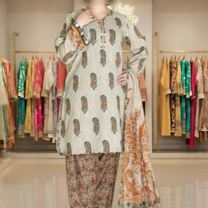 3PC Lawn Suit-Printed (Unstitched)
