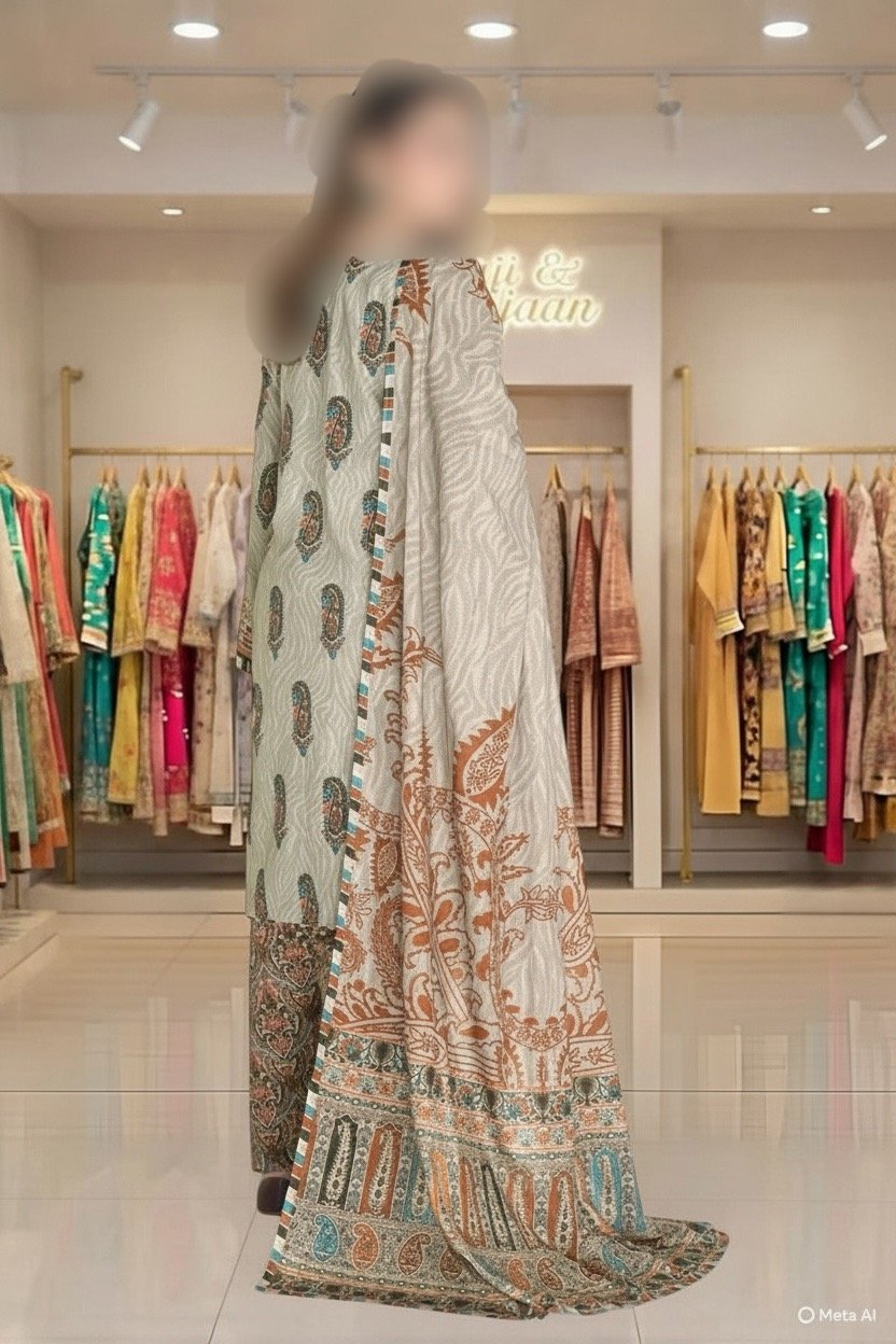 3PC Lawn Suit-Printed (Unstitched) - Image 4