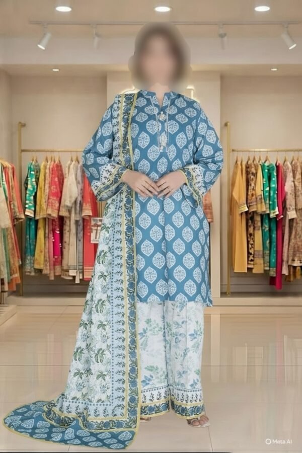 3PC Lawn Suit-Printed (Unstitched)
