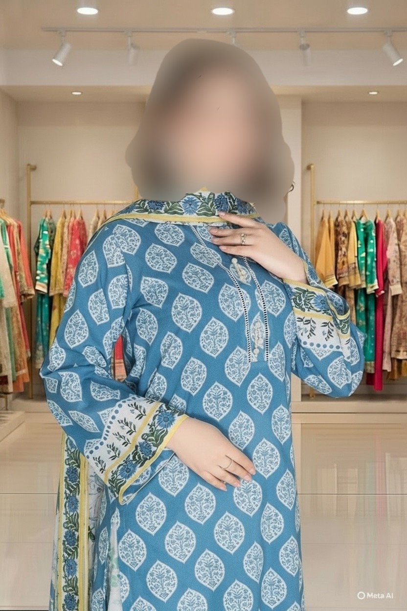 3PC Lawn Suit-Printed (Unstitched) - Image 3