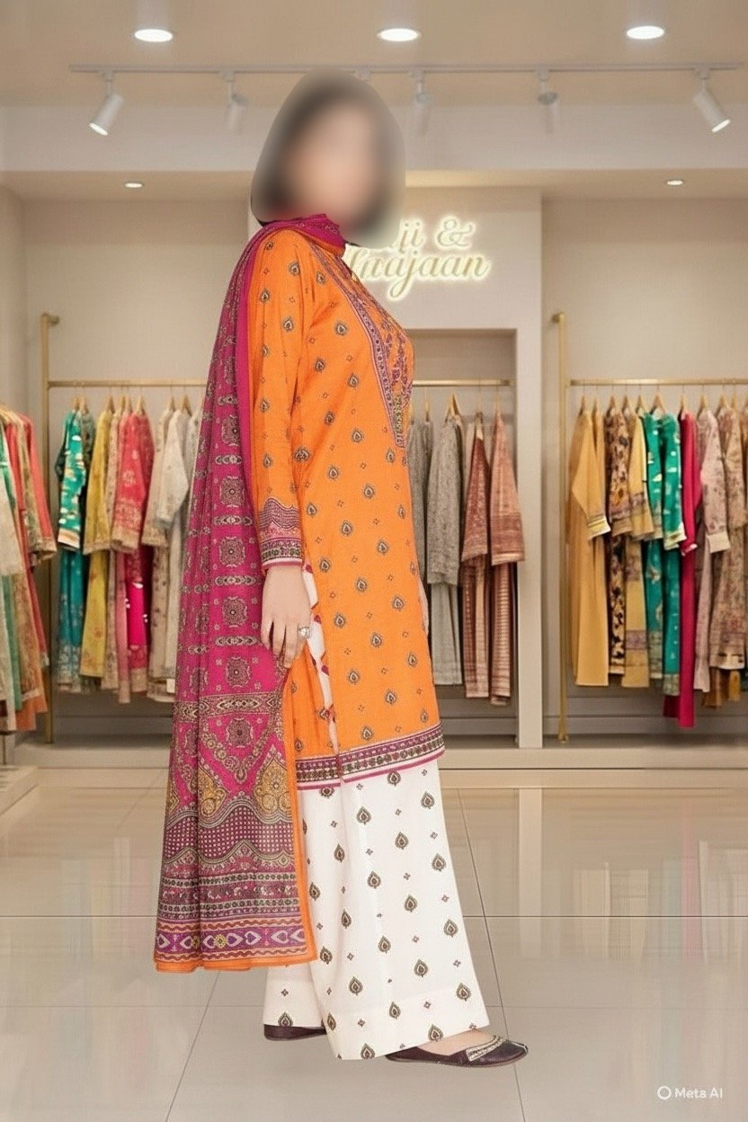 3PC Lawn Suit-Printed (Unstitched) - Image 5