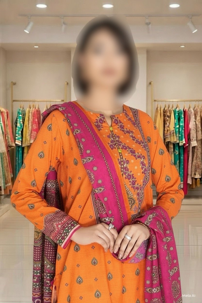 3PC Lawn Suit-Printed (Unstitched) - Image 4