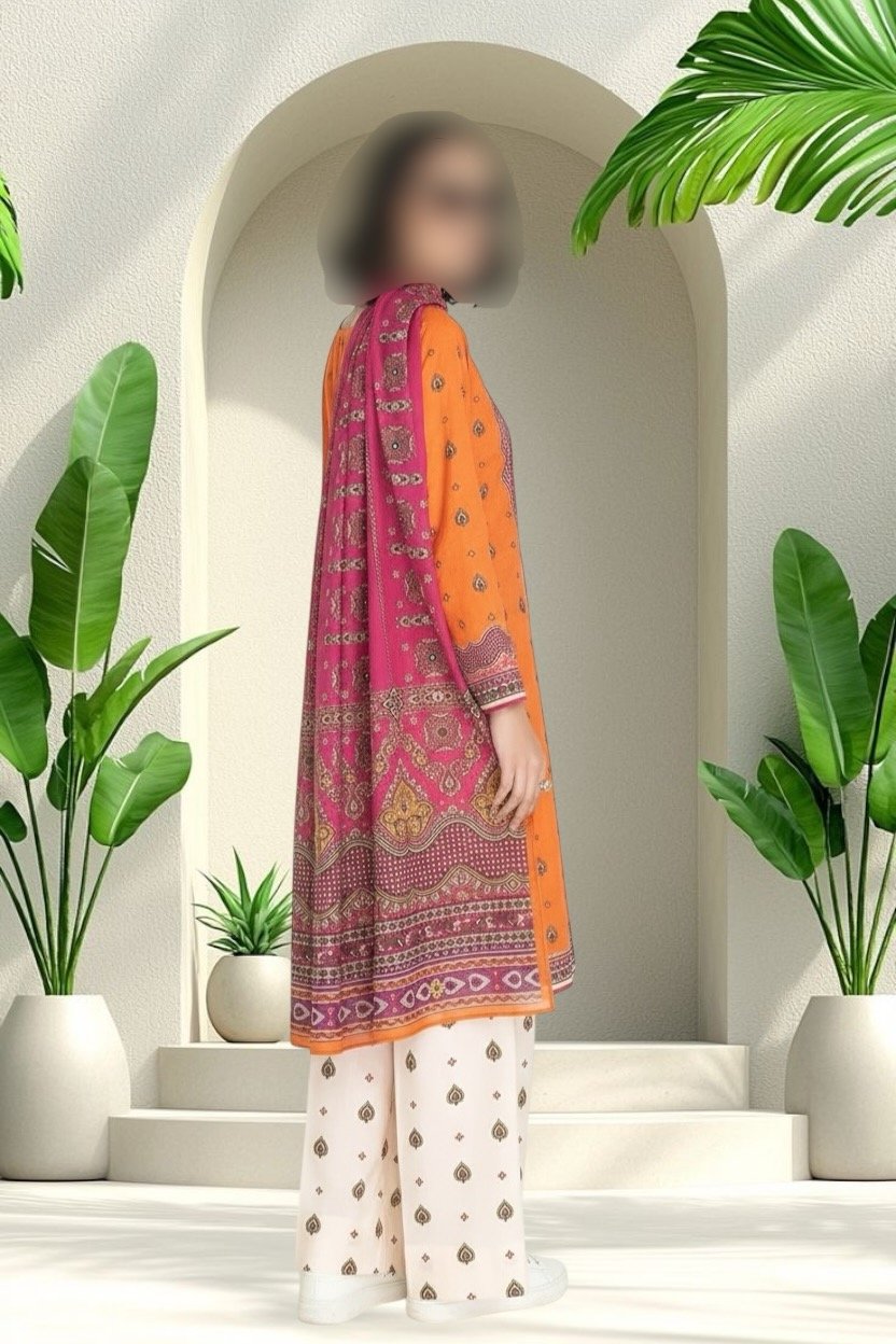 3PC Lawn Suit-Printed (Unstitched) - Image 2
