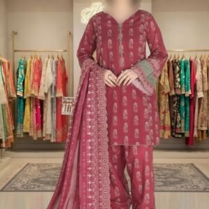 3PC Lawn Suit-Printed (Unstitched)