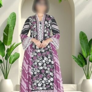 3PC Lawn Suit-Printed (Unstitched)