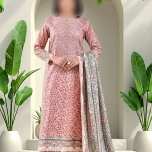3PC Lawn Suit-Embroidered & Printed (Unstitched)