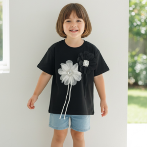 Shirt with 2 Flower Applique