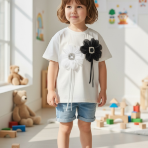 Shirt with 2 Flower Applique