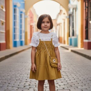 2PC Mustard Charm Princess Frock