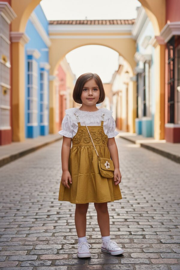 2PC Mustard Charm Princess Frock