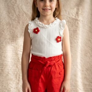 2PC Baby Suit Cotton Jersey with Crochet Flower Imported (KK1067)