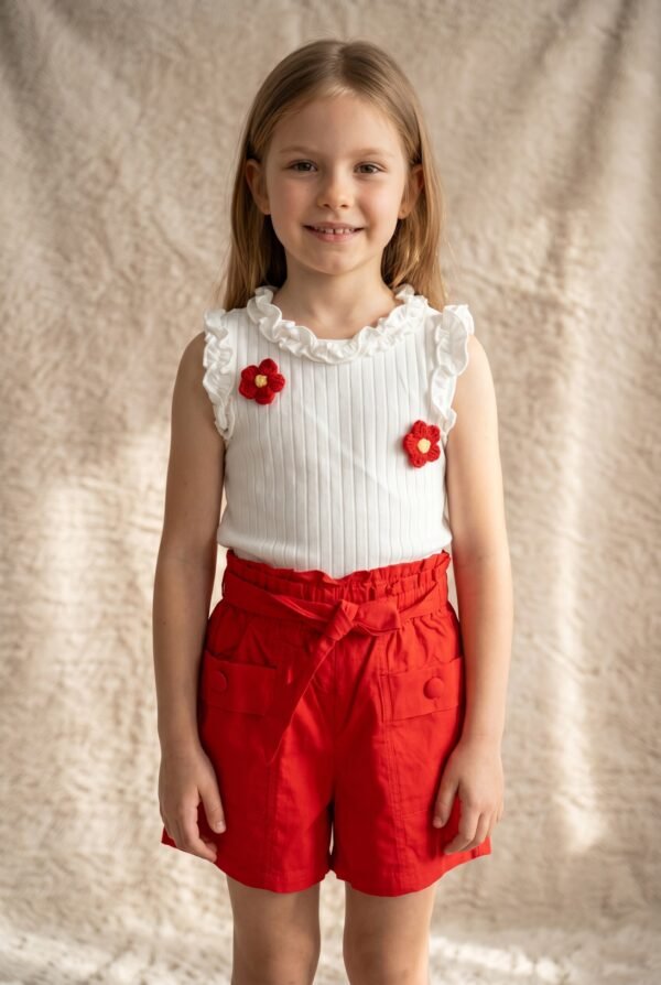 2PC Baby Suit Cotton Jersey with Crochet Flower Imported (KK1067)