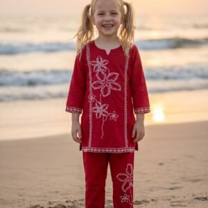 2PC Suit Embroidered Soft Cotton Suit  (KK1074)