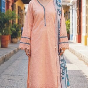 3PC Lawn Suit-Embroidered & Printed (Unstitched) (LS1105)