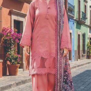 3PC Lawn Suit-Embroidered & Printed (Unstitched) (LS1106