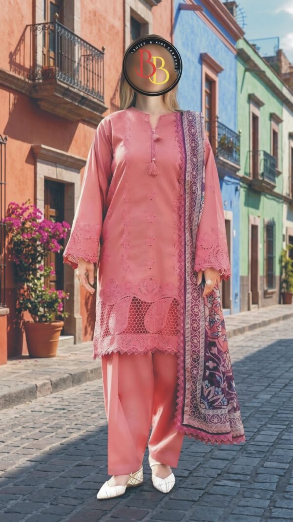 3PC Lawn Suit-Embroidered & Printed (Unstitched) (LS1106