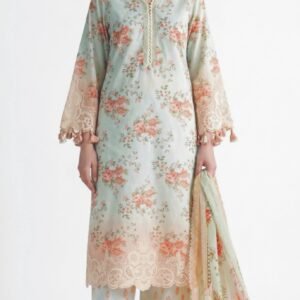 3PC Lawn Suit-Embroidered & Printed (Unstitched) (LS1107)