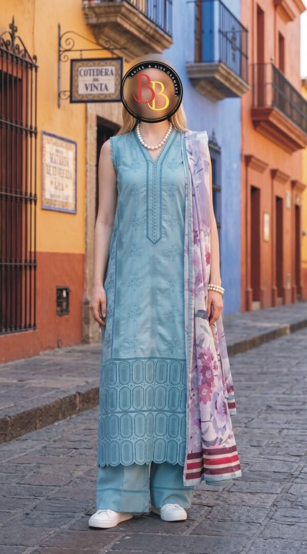 3PC Lawn Suit-Embroidered & Printed (Unstitched) (LS1113)