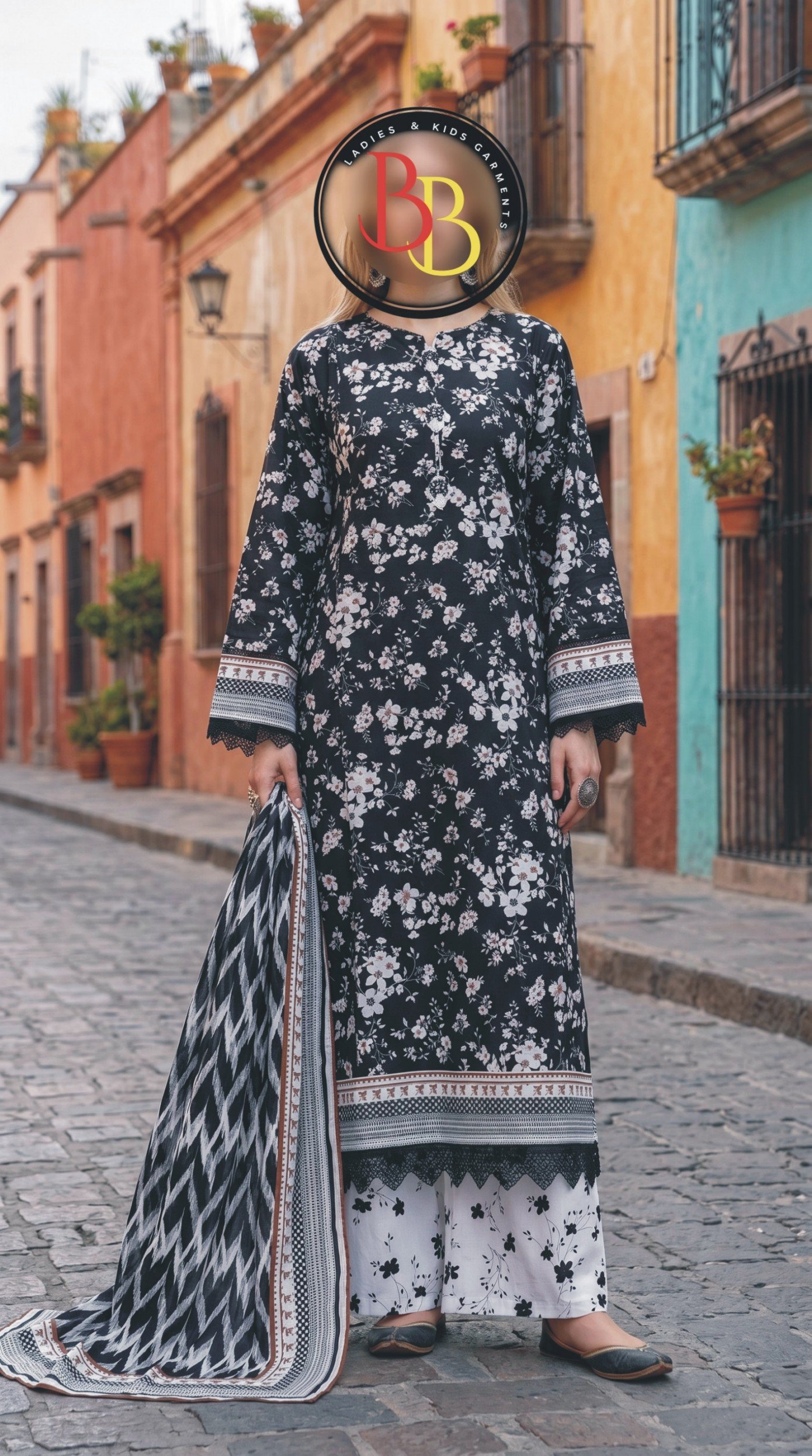 3PC Lawn Suit-Printed (Unstitched) (LS1114)