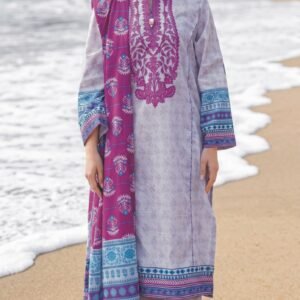 3PC Lawn Suit-Embroidered & Printed (Unstitched) (LS1118)