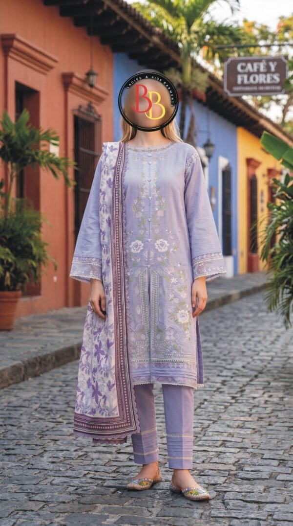 2PC Cambric Embroidered & Printed Unstitched (LS1122)