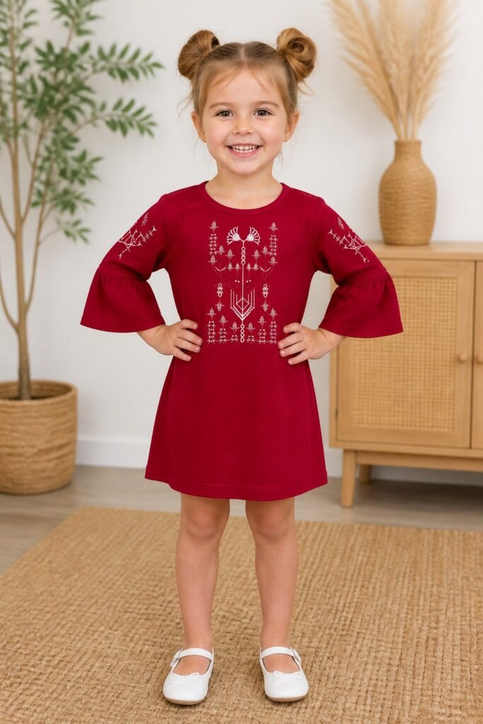Girls Embroidered Shirt Cotton Jersey (KK1073)